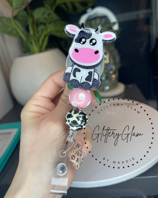 Cute Cow Badge Reel, Nurse Badge Reel, Teacher Badge Reel, Cow, Farm Animal Badge Reel, pediatric, ID Badge Reel, Badge Buddy, Cow Print