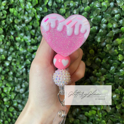 Valentine's Day Dripping Heart Badge Reel-Gift for Her- Nurse Badge Reel- ID Holder-Work Accessory