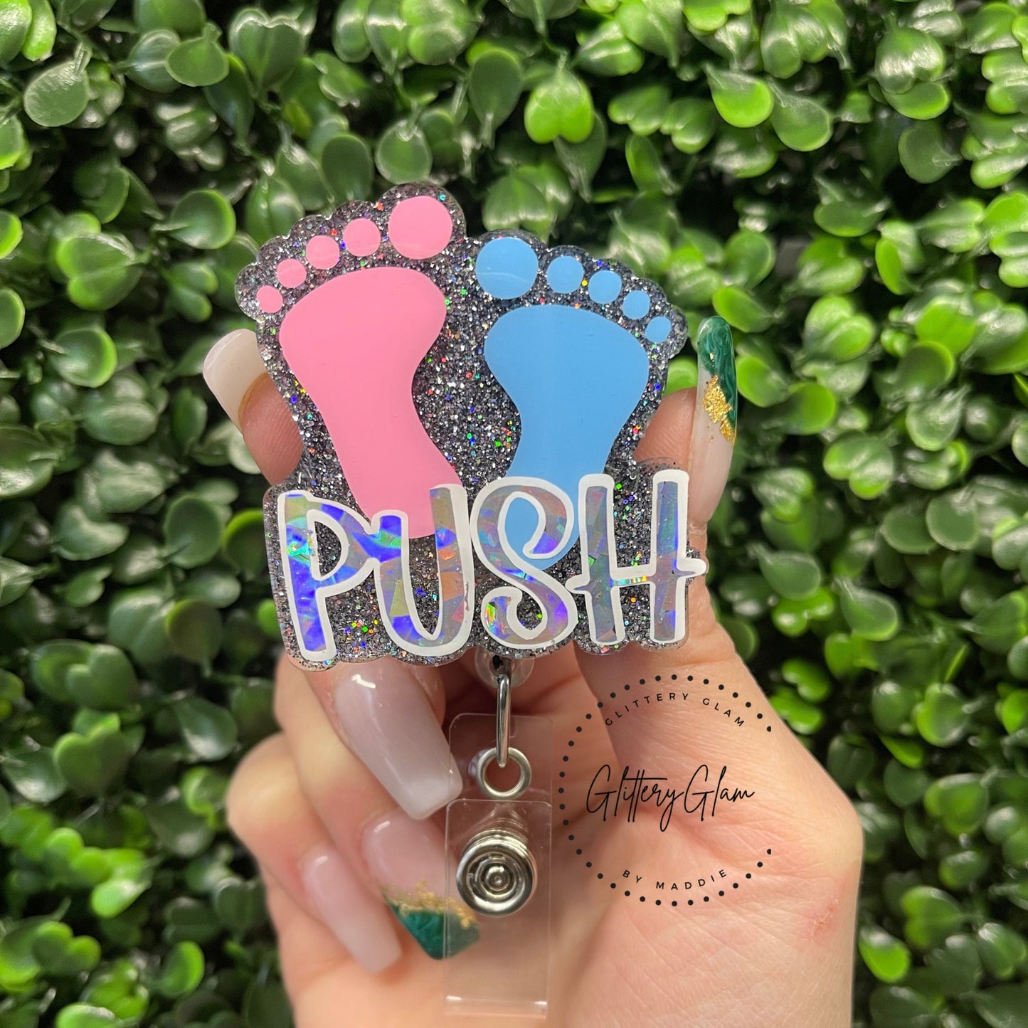 Labor and Delivery Nurse Badge Reel, Nicu Nurse Gift, Retractable Glitter ID Keycard Holder