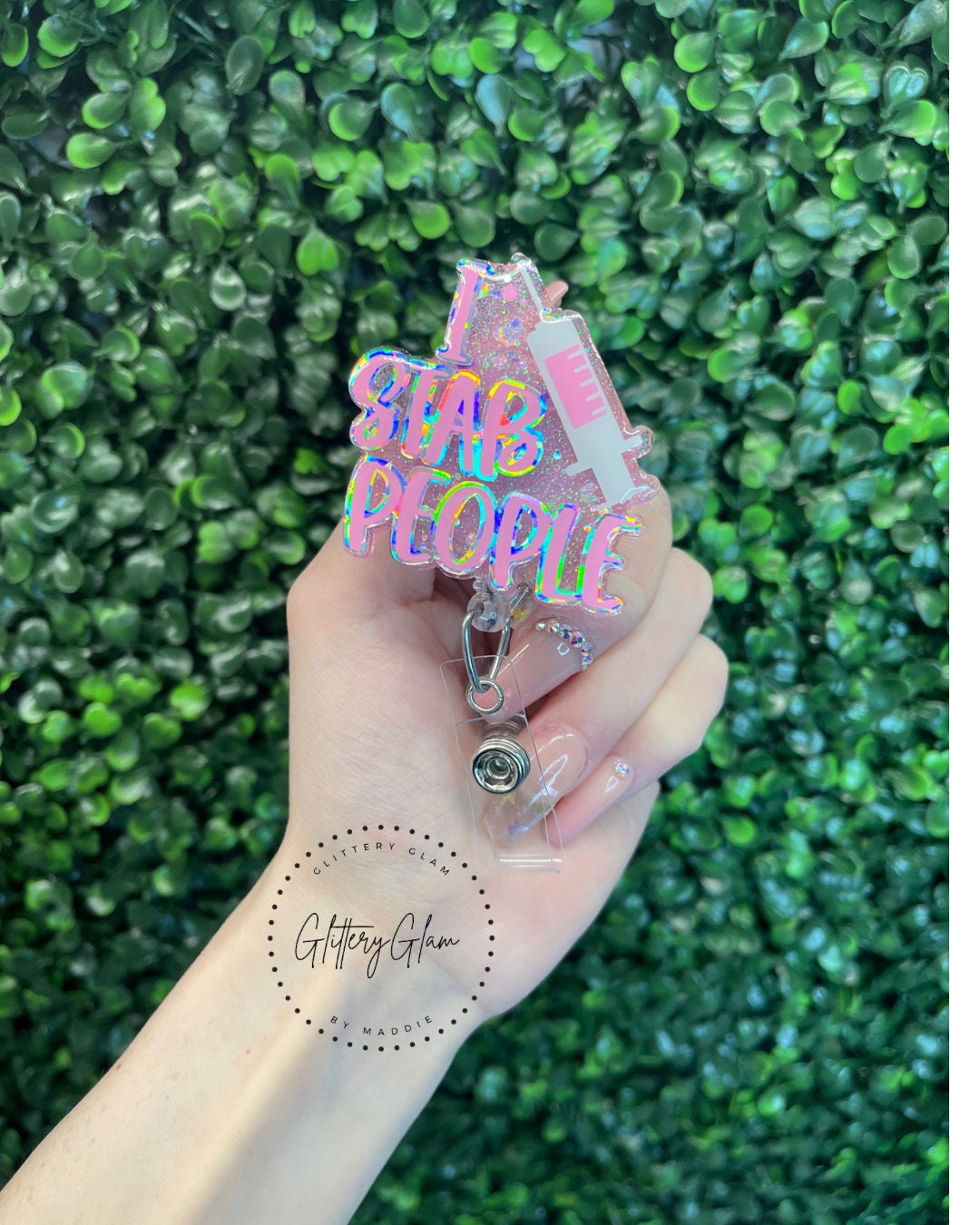 Phlebotomist Badge Reel, Phlebotomy Badge Reel, I Stab People, Funny, Iridescent