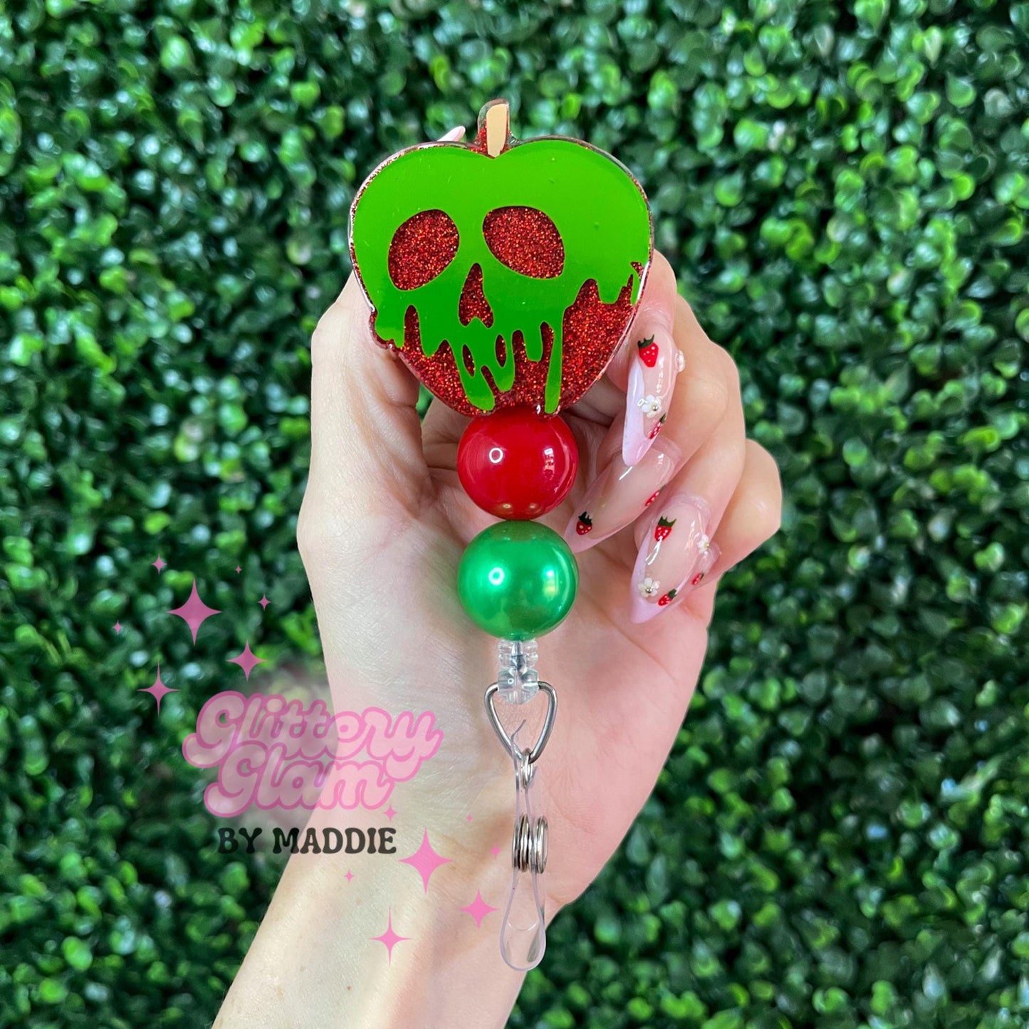 Poison Apple Badge Reel - Halloween Badge Reel - Retractable ID Holder