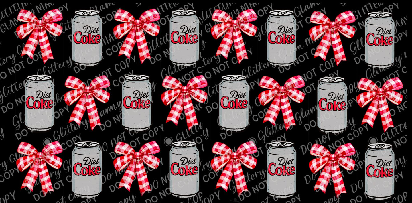 Coquette Diet Coke Tumbler Wrap PNG: Retro Bows, 16oz Can Glass (Digital Download)
