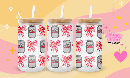 Coquette Diet Coke Tumbler Wrap PNG: Retro Bows, 16oz Can Glass (Digital Download)