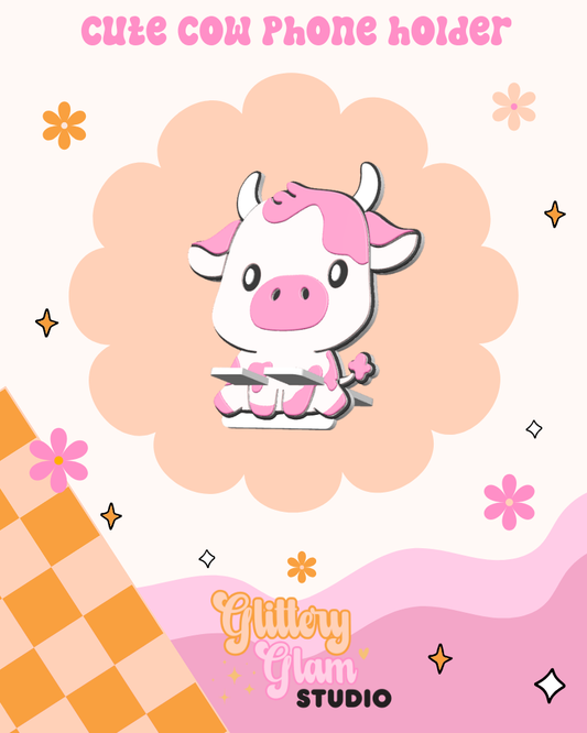 Happy Cow Phone Stand – Cute 3D Printed Desk Accessory for Teachers & Nurses