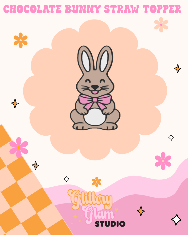 Chocolate Bunny Straw Topper – Cute Easter Cup Accessory