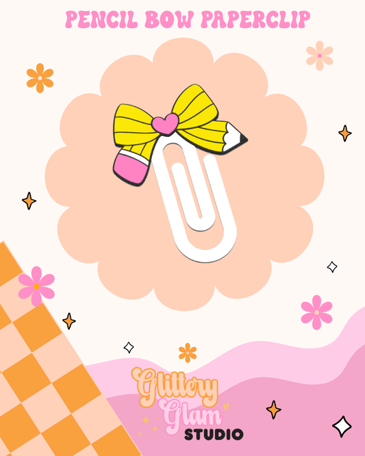Retro Pencil Bow Paperclip – 3D Printed Teacher Planner Clip
