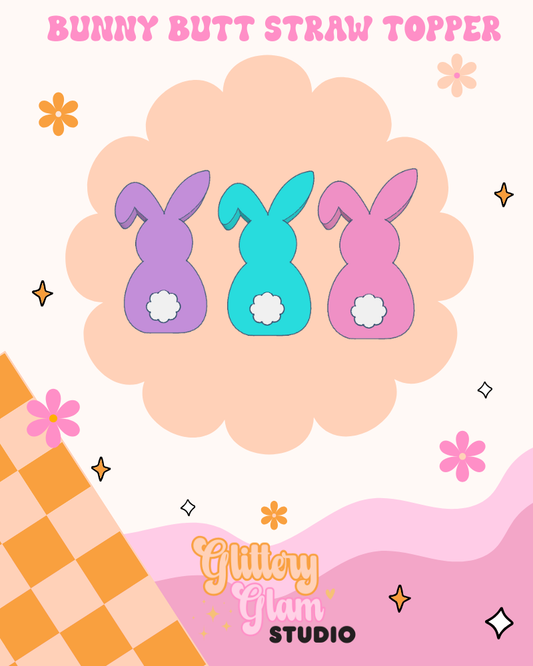 Sparkly Easter Bunny Straw Topper – Cute 3D Printed Stanley Cup Accessory