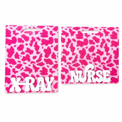 Pink Cow Print Badge Buddy | Cute Western Nurse Badge Accessory