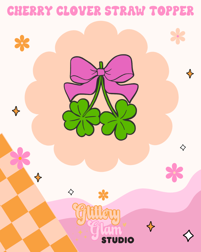 Cherry Clover Straw Topper – Retro St. Patrick’s Day Cup Charm