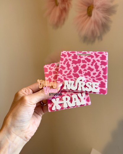 Pink Cow Print Badge Buddy | Cute Western Nurse Badge Accessory