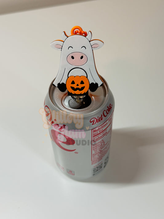 Ghost Cow Soda Tab Opener - Halloween Keychain - Nail Saver