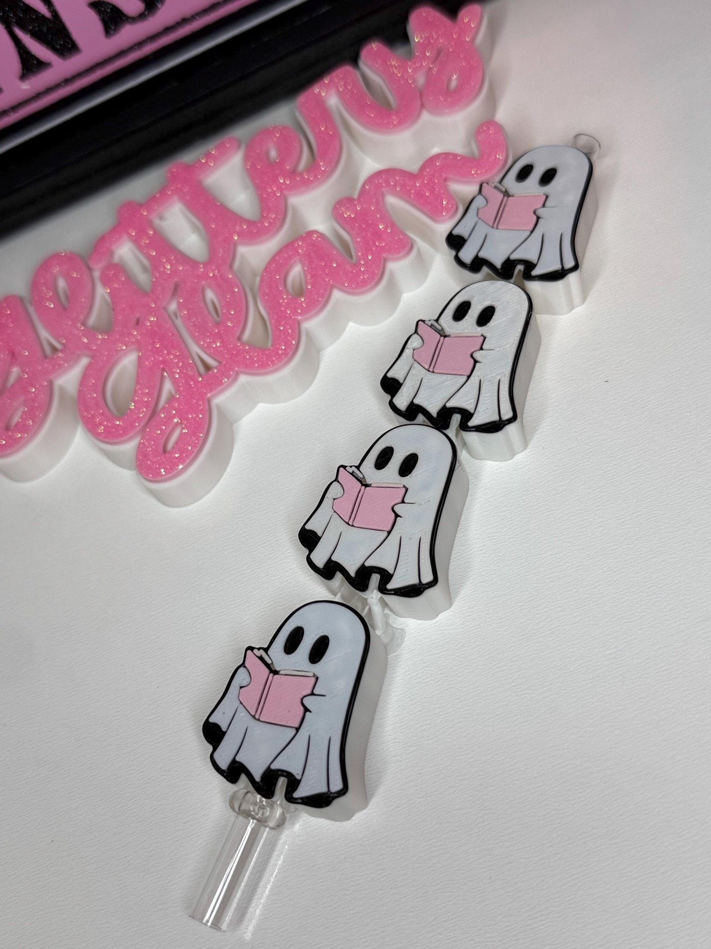 Bookish Ghost Straw Topper