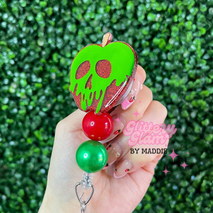 Poison Apple Badge Reel - Halloween Badge Reel - Retractable ID Holder