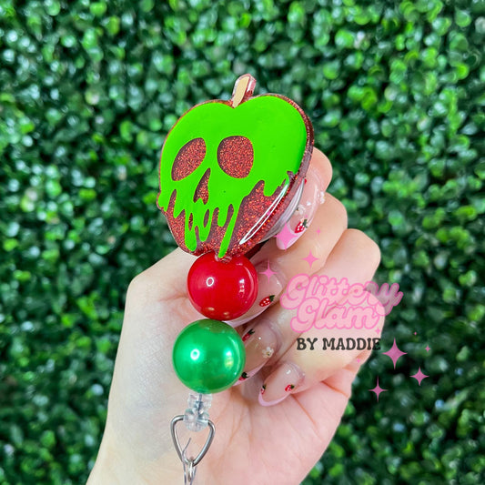 Poison Apple Badge Reel - Halloween Badge Reel - Retractable ID Holder