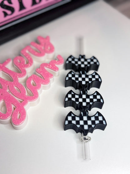 Checkered Bat Straw Topper
