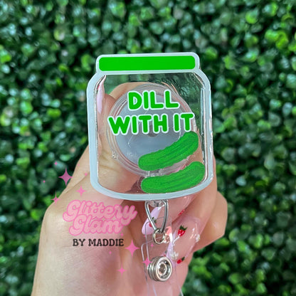 Dill Pickle Jar Shaker Badge Reel - Gift for Pickle Lovers - Retractable ID Holder