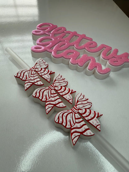 LD Christmas Bow Straw Topper - Tumbler Accessory - Straw Buddy