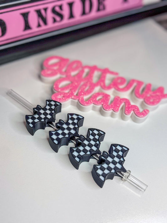 Checkered Bat Straw Topper