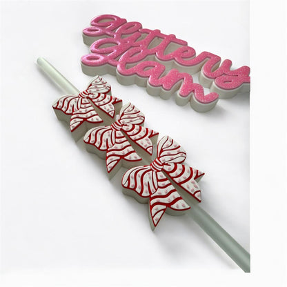 LD Christmas Bow Straw Topper - Tumbler Accessory - Straw Buddy