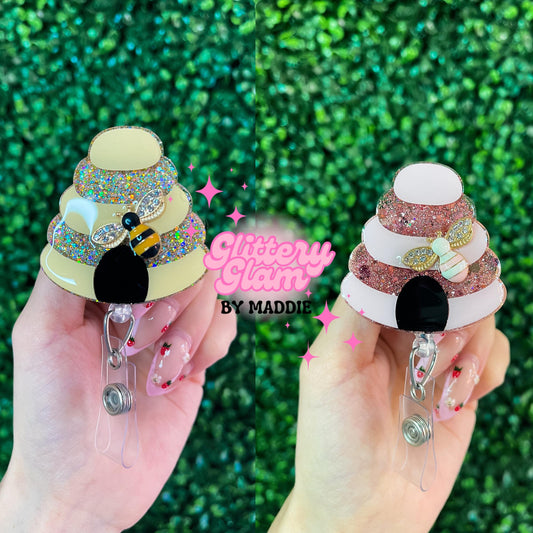 Glitter Beehive Badge Reel