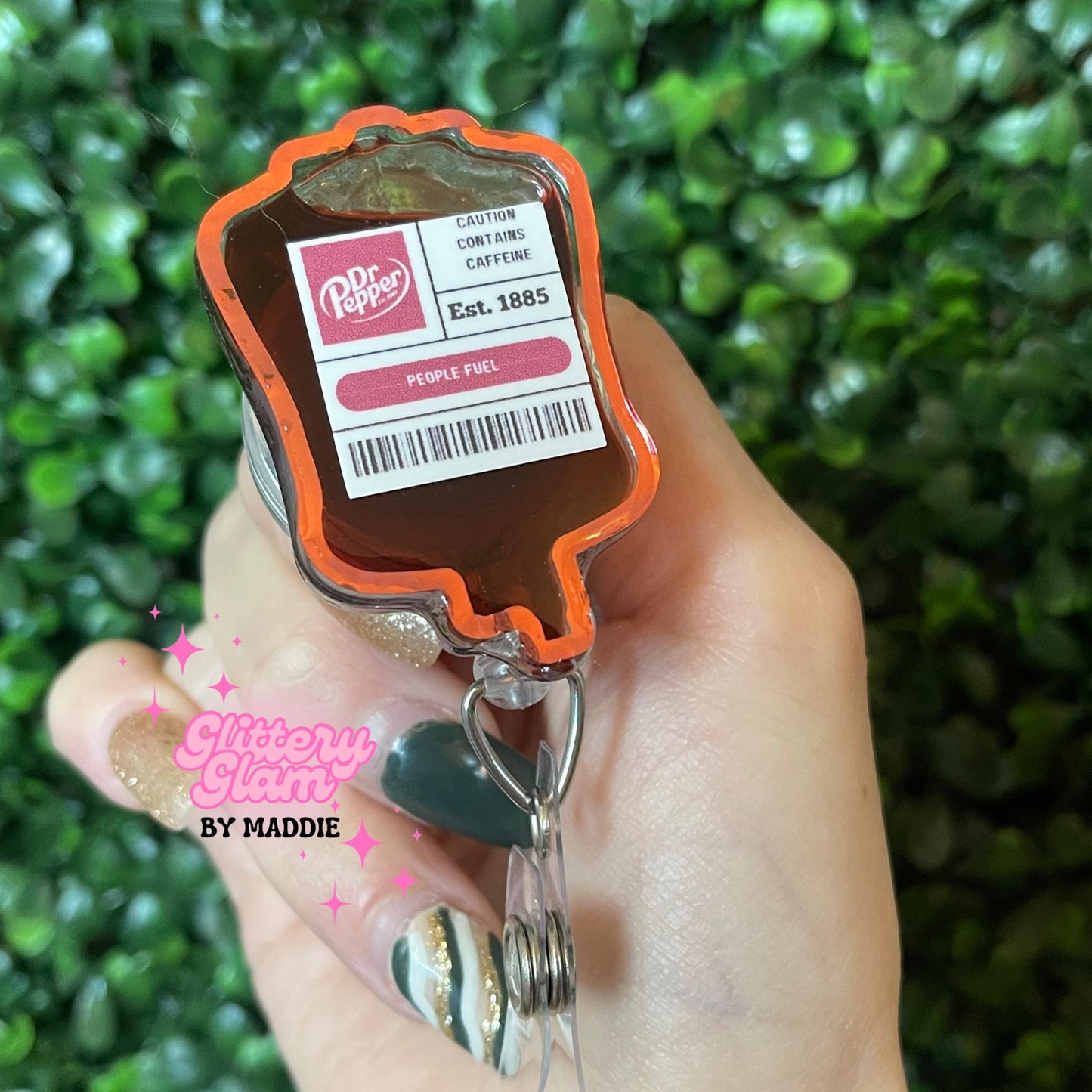 DP Soda IV Bag Badge Reel: Nurse Badge Holder