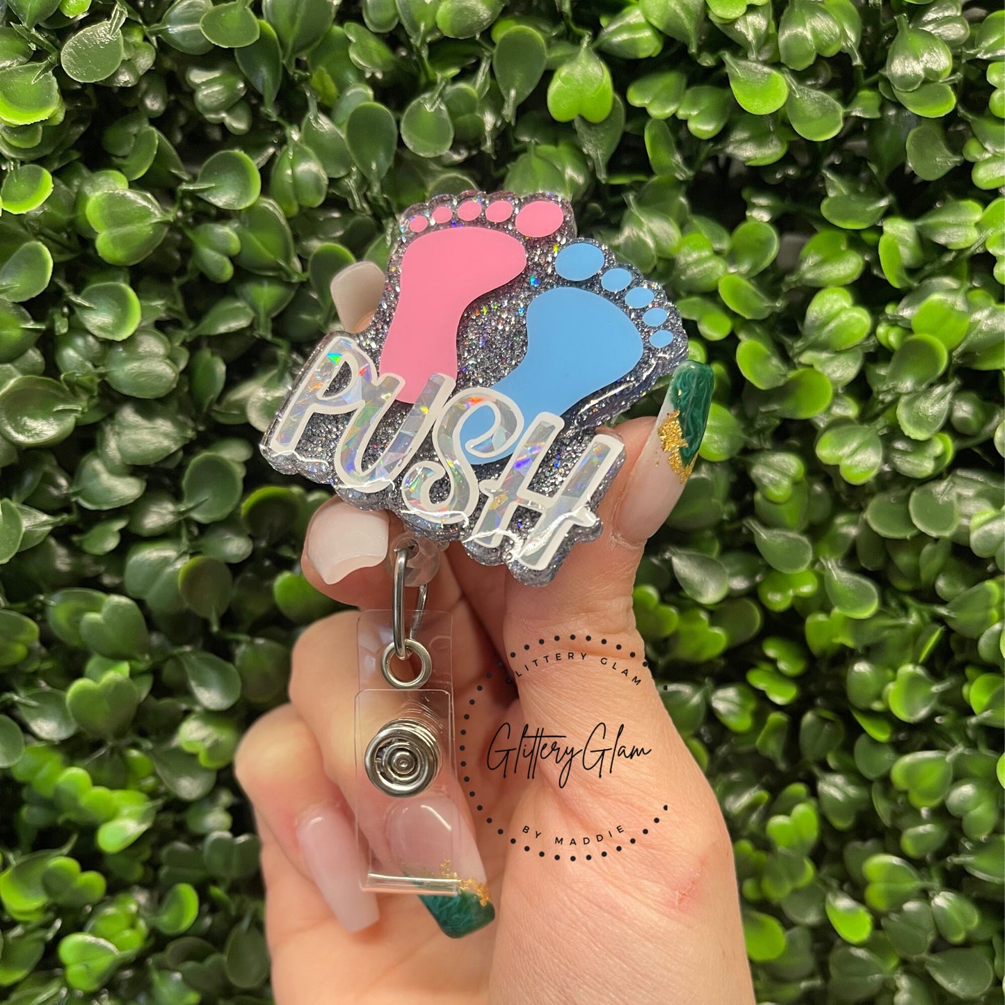 Labor and Delivery Nurse Badge Reel, Nicu Nurse Gift, Retractable Glitter ID Keycard Holder