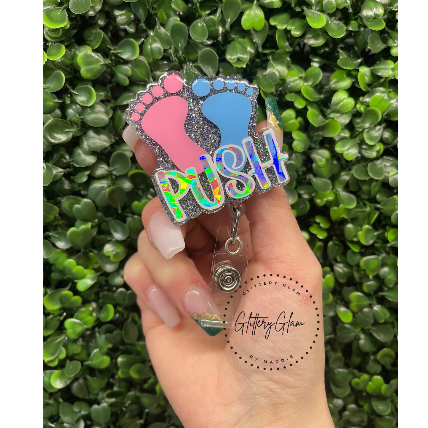 Labor and Delivery Nurse Badge Reel, Nicu Nurse Gift, Retractable Glitter ID Keycard Holder