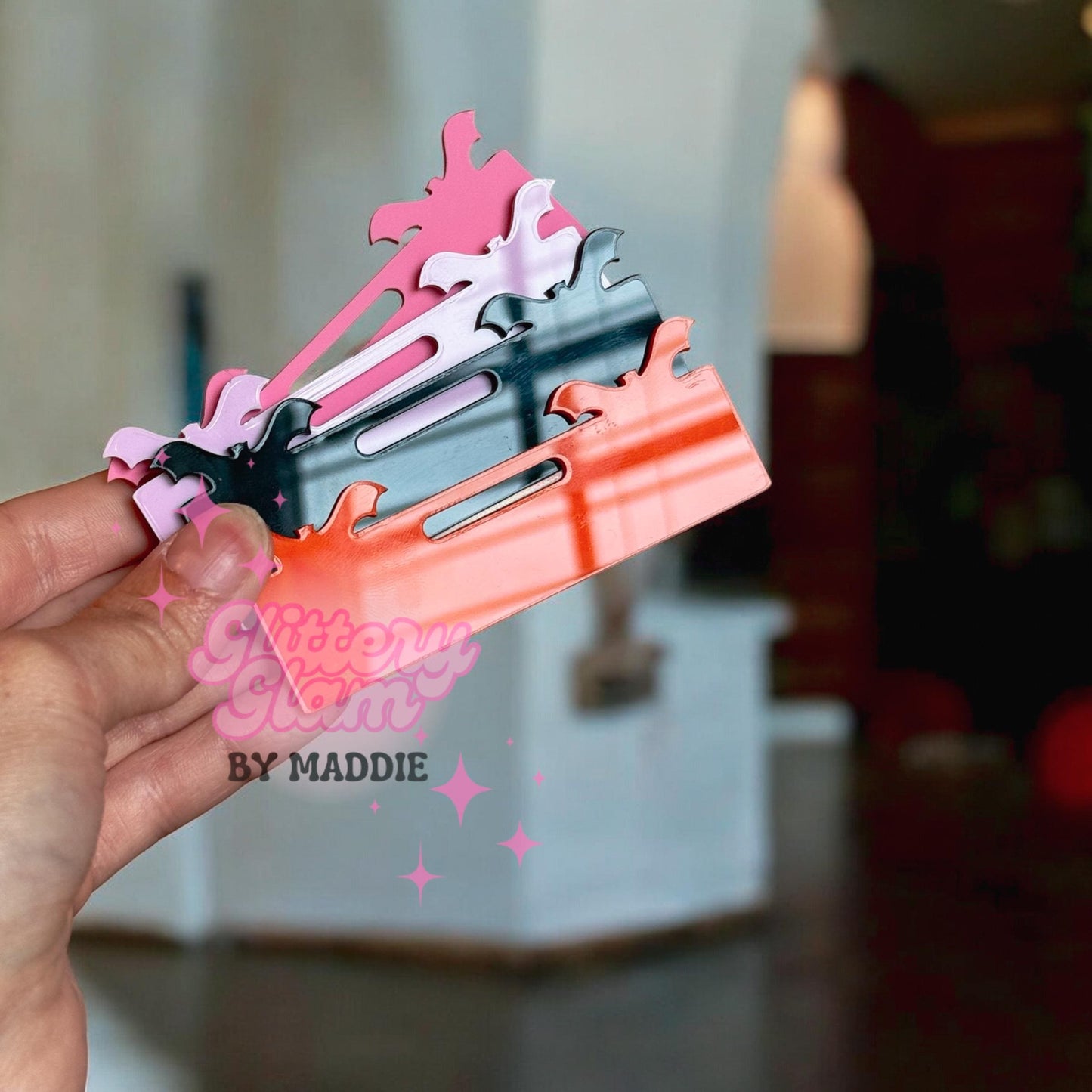 Spooky Bat Badge Buddy Topper: Glittery Halloween Accessory