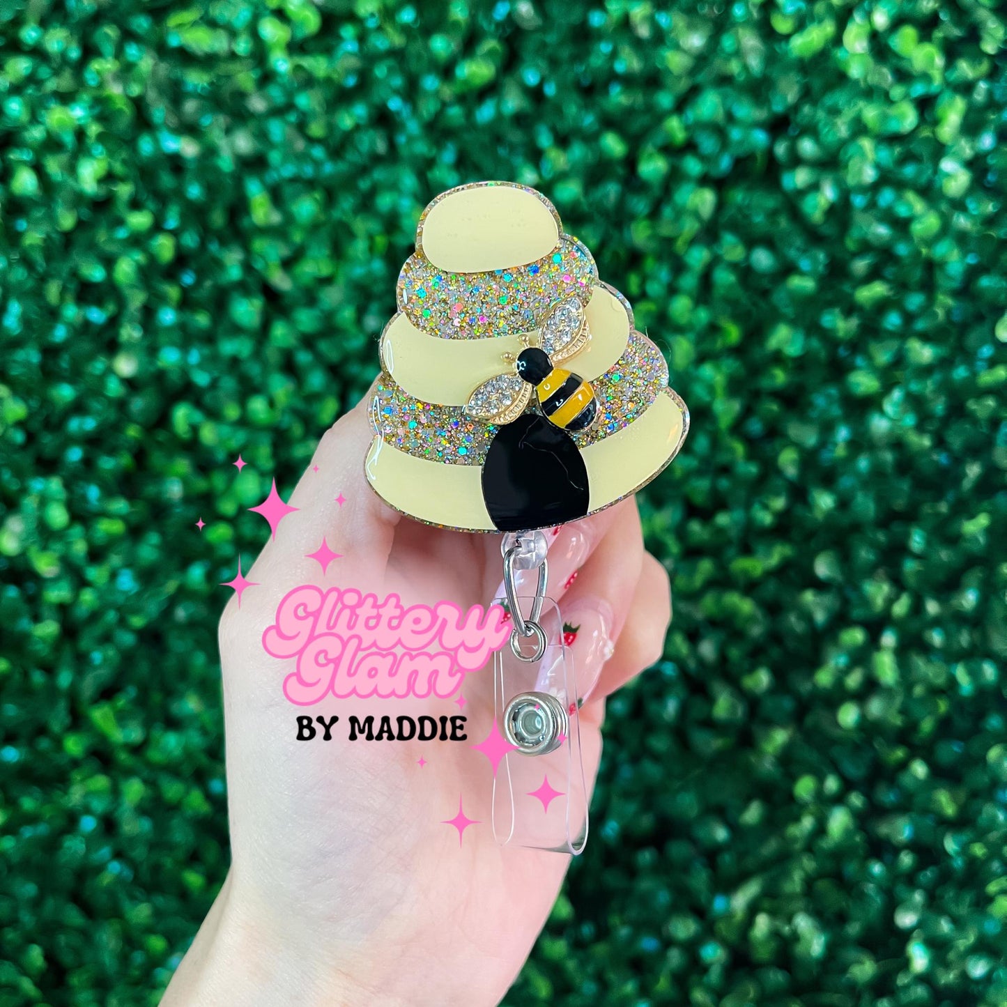 Glitter Beehive Badge Reel
