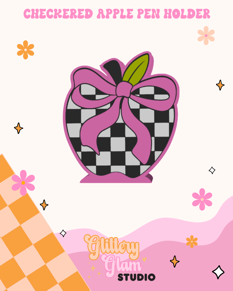 Checkered Apple Pen Holder