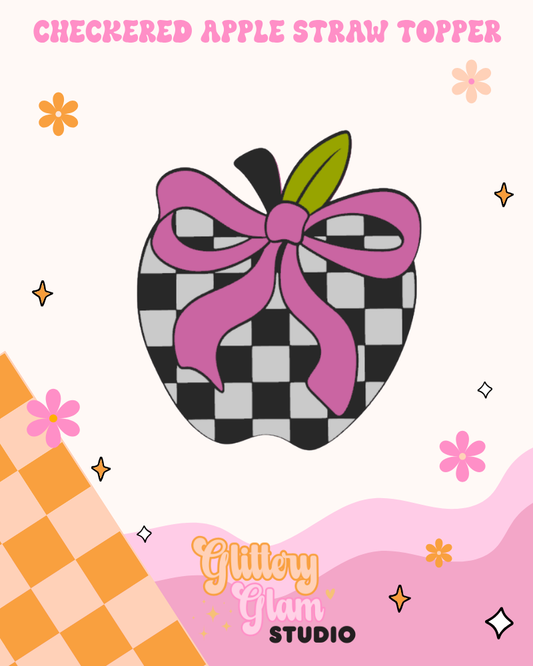 Checkered Apple Straw Topper