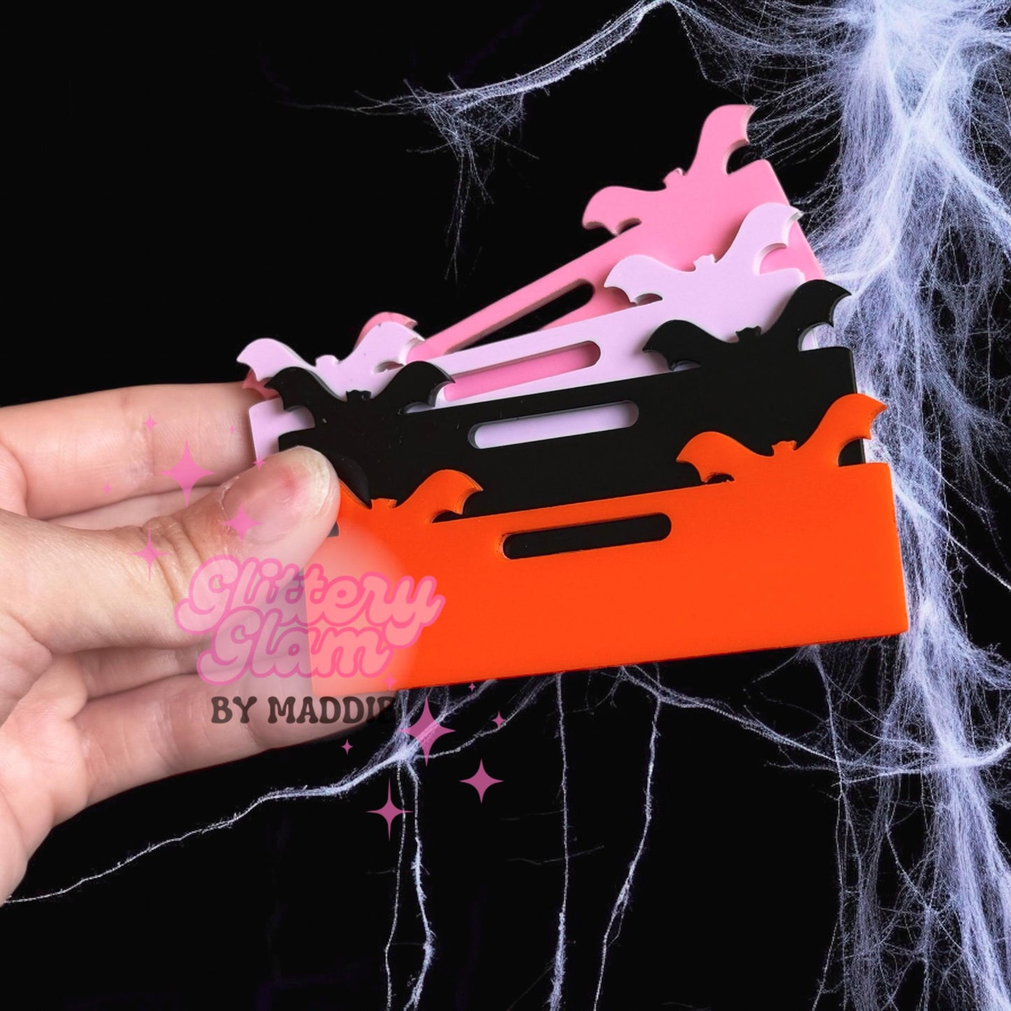 Spooky Bat Badge Buddy Topper: Glittery Halloween Accessory