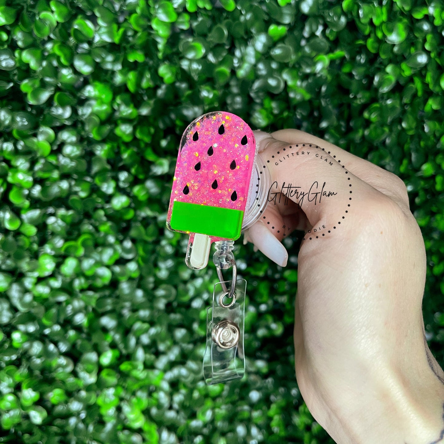 Popsicle Badge Reel Set: Summer Acrylic ID Holder, Interchangeable Toppers