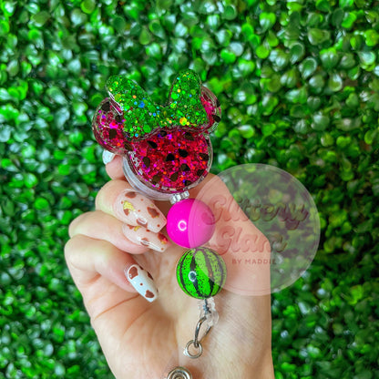 Watermelon Mousehead Shaker Badge Reel: Summer Nurse Gift