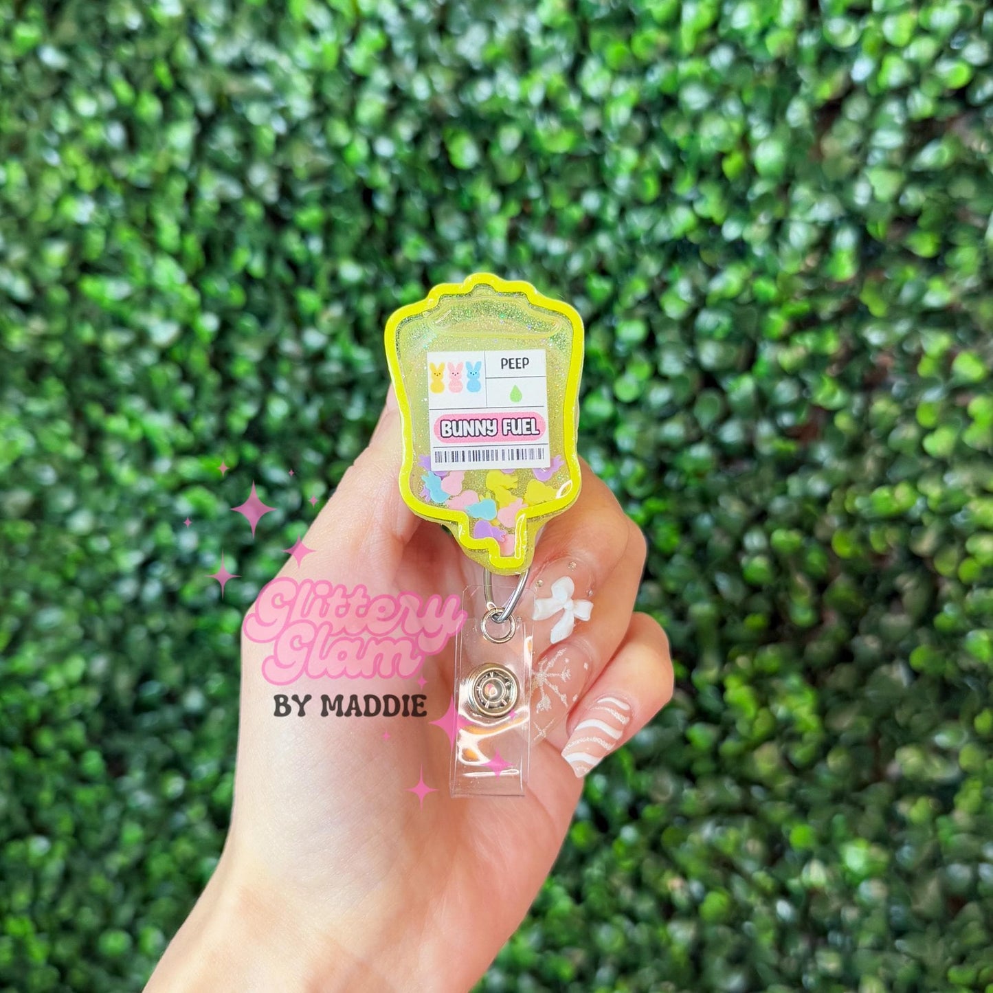 🐰 Easter Peep IV Blood Bag Shaker Badge Reel — Nurse Spring Accessory