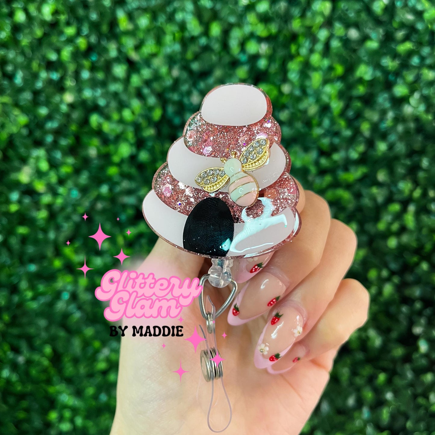 Glitter Beehive Badge Reel