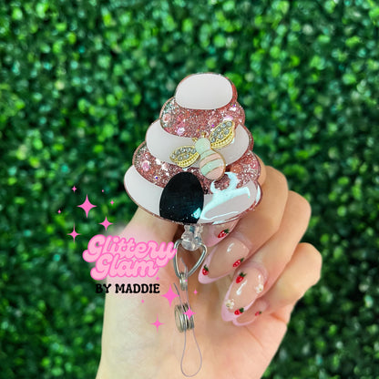 Glitter Beehive Badge Reel