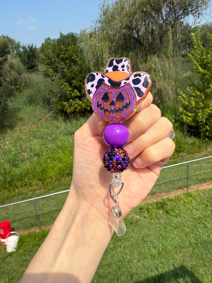 Cowboy Pumpkin Badge Reel: Western Fall Accessory - Nurse ID Holder