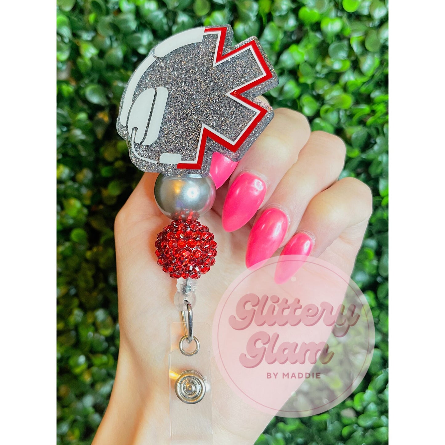 Glitter Dispatch Badge Reel: Police, Firefighter, Law Enforcement Gift