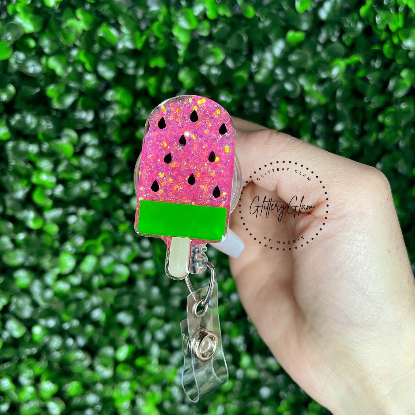 Popsicle Badge Reel Set: Summer Acrylic ID Holder, Interchangeable Toppers