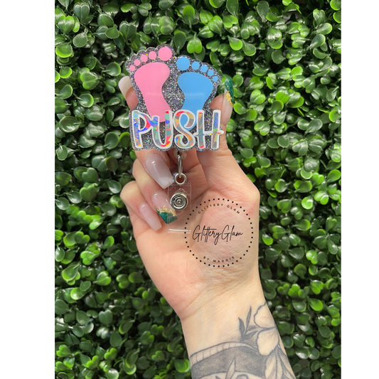 Labor and Delivery Nurse Badge Reel, Nicu Nurse Gift, Retractable Glitter ID Keycard Holder