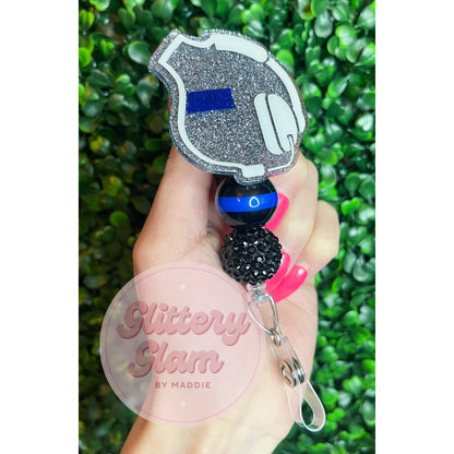 Glitter Dispatch Badge Reel: Police, Firefighter, Law Enforcement Gift