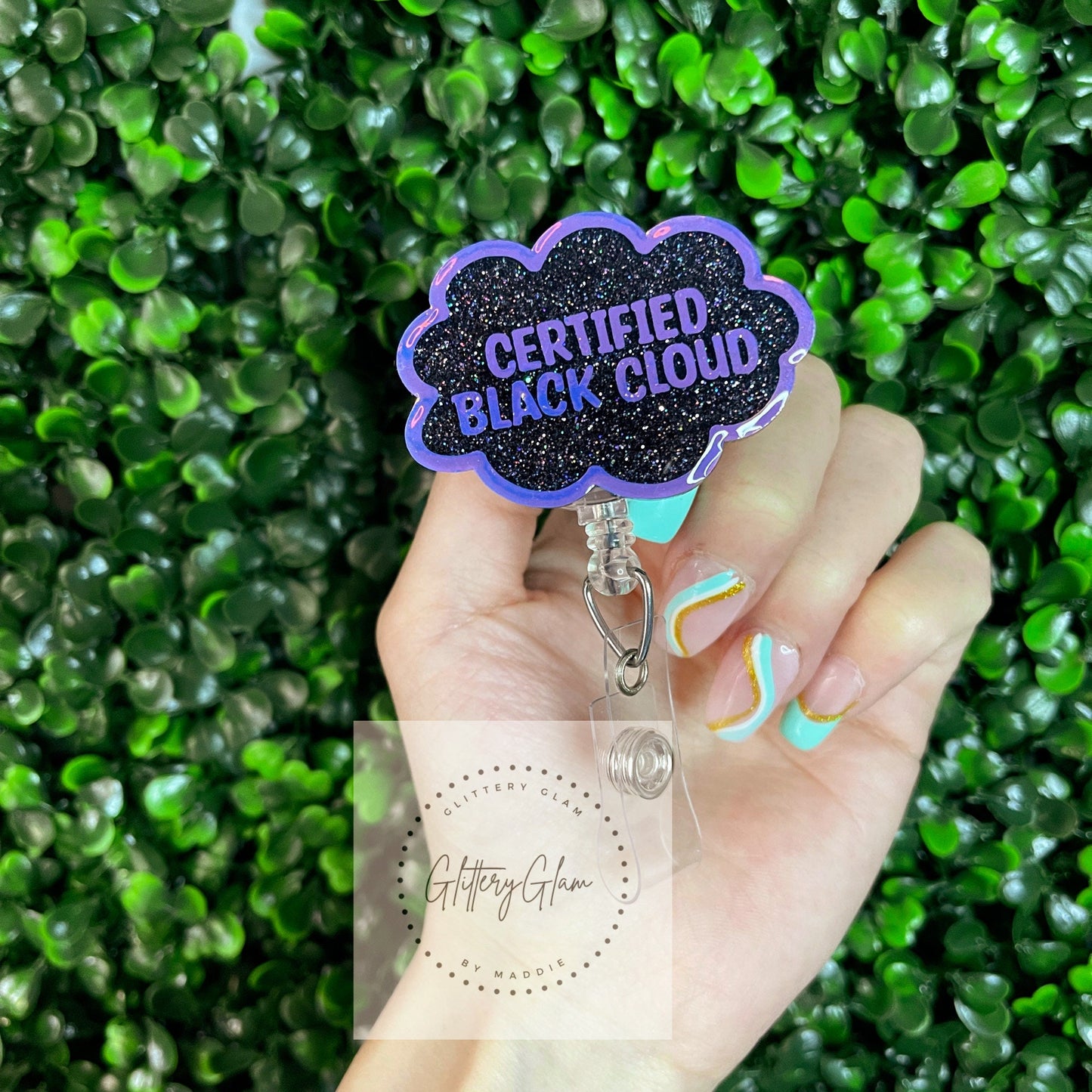 Certified Black Cloud Retractable Badge Reel-Medical ID Keycard Holder-Nurse Gift-Holographic