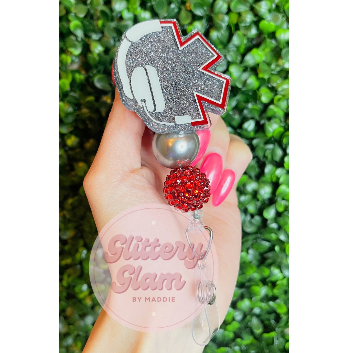 Glitter Dispatch Badge Reel: Police, Firefighter, Law Enforcement Gift