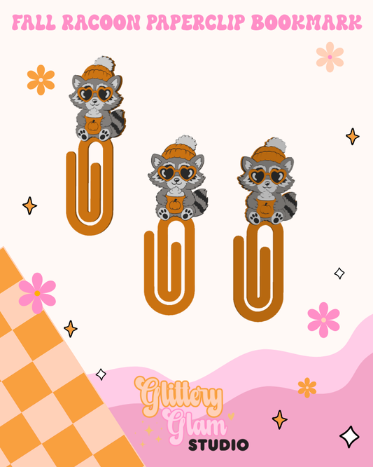 Fall Raccoon Paperclip Bookmark