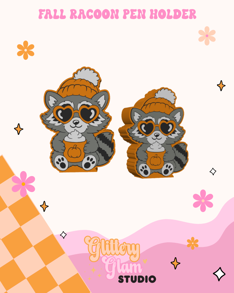 Fall Raccoon Pen Holder