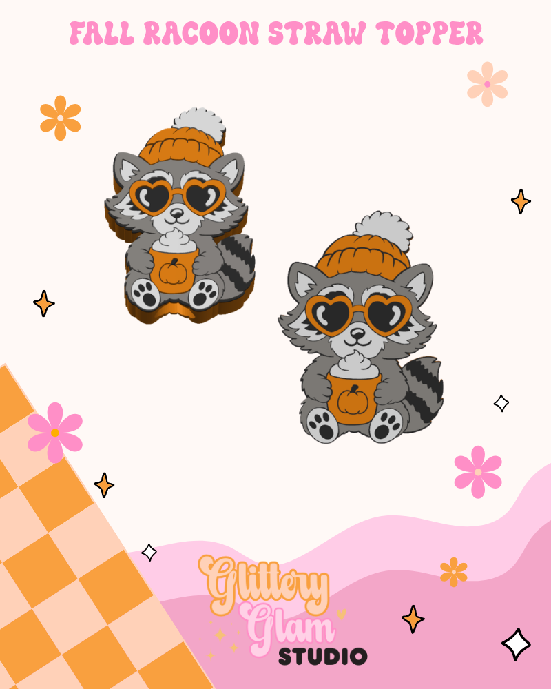 Fall Raccoon Straw Topper