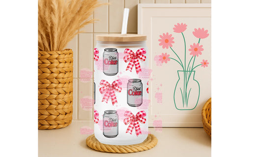 Coquette Diet Coke Tumbler Wrap PNG: Retro Bows, 16oz Can Glass (Digital Download)
